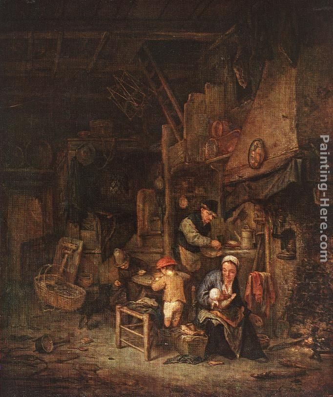 Adriaen van Ostade Interior with a Peasant Family